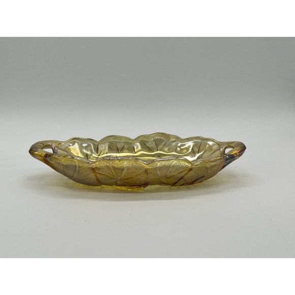 Indiana Glass Other - Vintage Indiana Carnival Glass Iridescent Amber Oval Candy/Trinket/Relish Dish